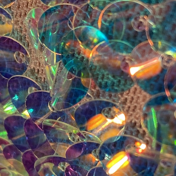 FREE PEOPLE - blouse: l/s w translucent sequins, lined, cowl draped rear - XL - Picture 14 of 16